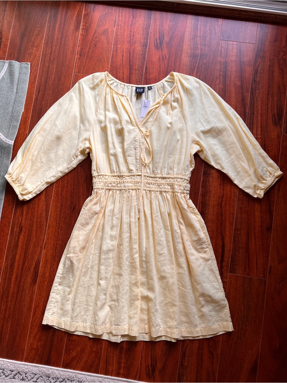 NWT GAP Pale Yellow Smocked-Waist Casual Dress